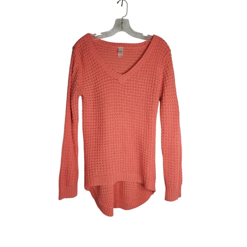 Bongo Coral Knit V-Neck Sweater‎ Women's XL Hi-Lo Casual Comfy Top Beachy surfer